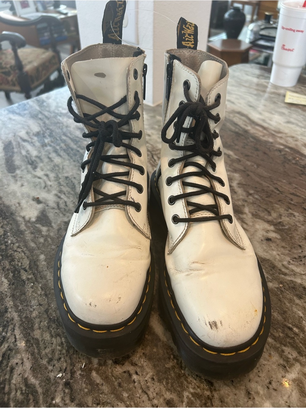 Dr. Martens Jadon lace up Platform Combat Boots size 8 have stains wear